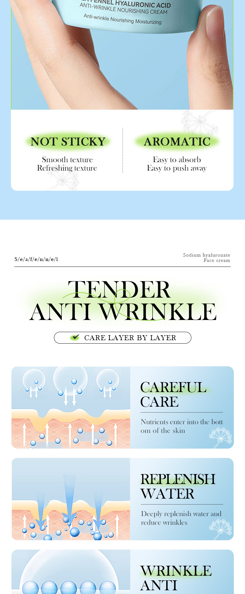 Cross-border trade BIOAOUA Sea Fennel Hyaluronic Acid Nourishing Cream Hydrates, moisturizes and improves fine lines pic 7