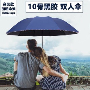男士大号双人商务折叠雨伞黑胶遮阳广告太阳伞三折晴雨伞批发定制详情7
