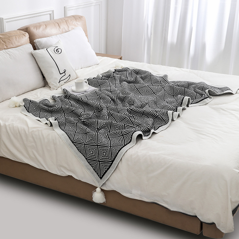 Bohemian windblown hair blanket, bay window blanket, knitted blanket, ethnic wave air conditioning blanket, tassel nap blanket pic 31