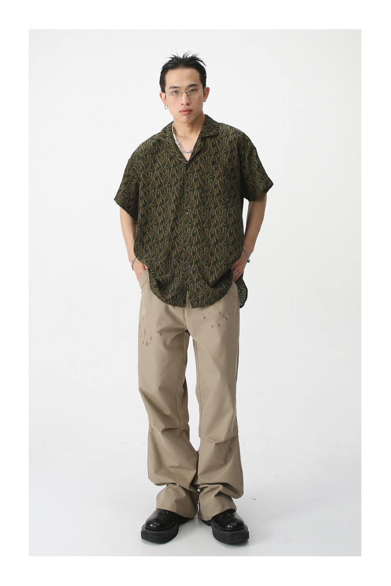 MTLCLOTHES男装|2023夏款新品复古碎花韩版宽松休闲短袖衬衣详情13