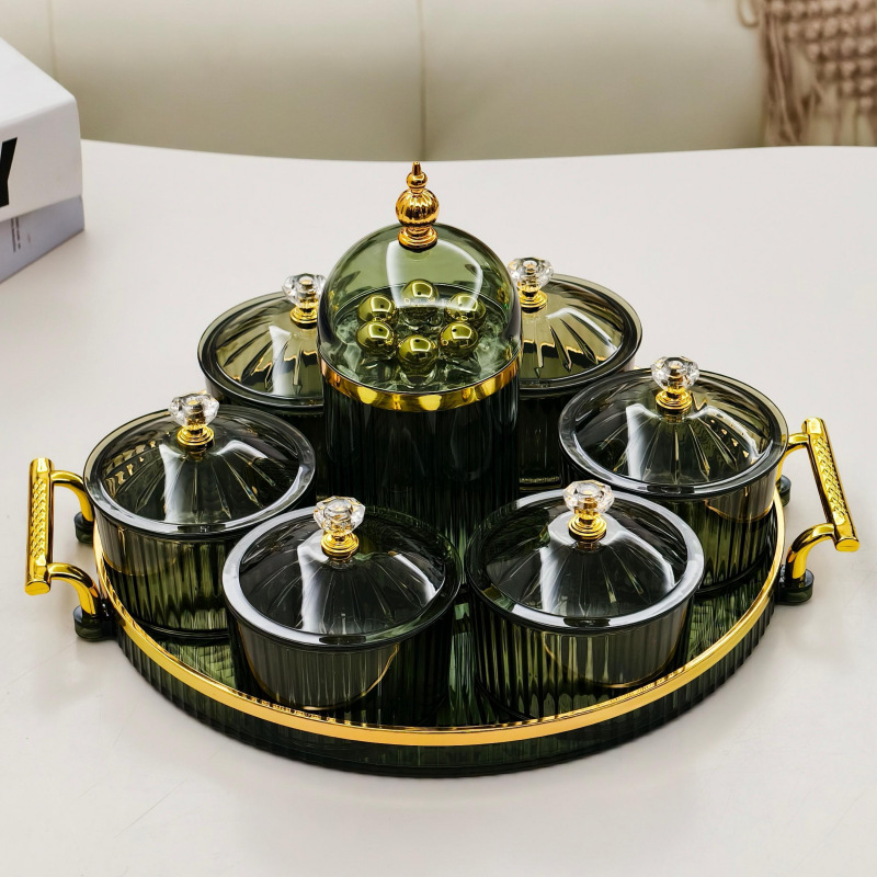 干果碟小吃碟圆形透明点心分格盘家用水果盘带塑料盖北欧轻奢果碟干果碟小吃碟圆形透明点心分格盘家用水果盘带塑料盖北欧轻奢果碟详情4