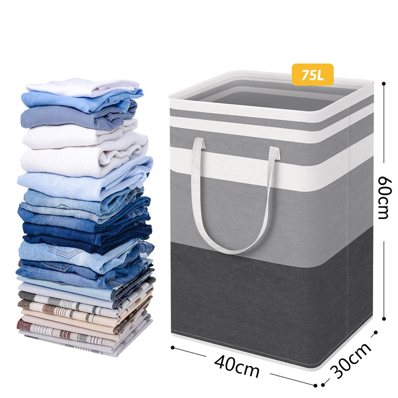 Foldable fabric laundry basket, dust-proof standing laundry basket, large PE coated waterproof storage bucket, laundry basket wholesale pic 8