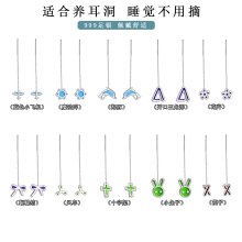 s999足银养耳洞耳钉女小巧迷你双头耳棒耳骨钉韩版简约圆耳针耳详情11