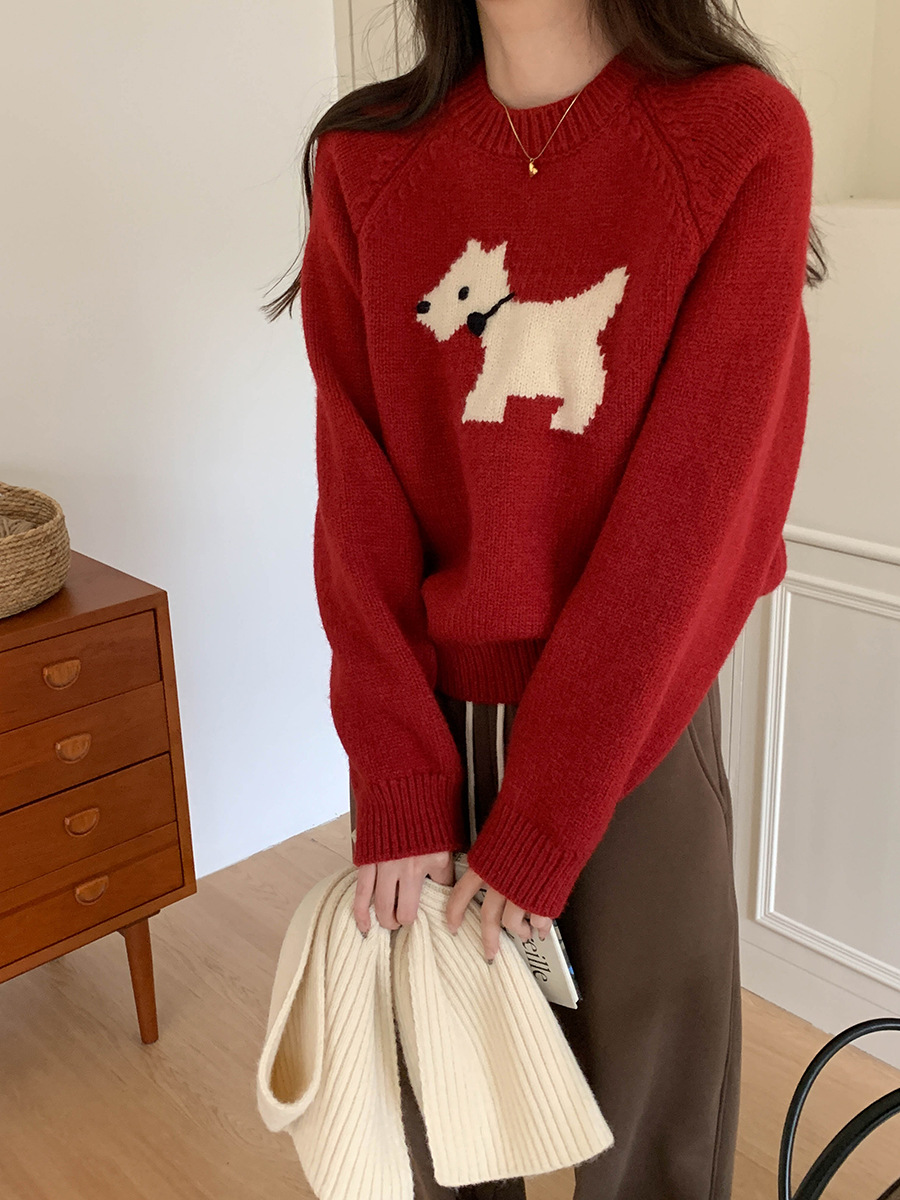 3th Morning North Island Park Korean Style Youthful Dog Embroidered Round Neck Pullover Sweater ZY2381 pic 54