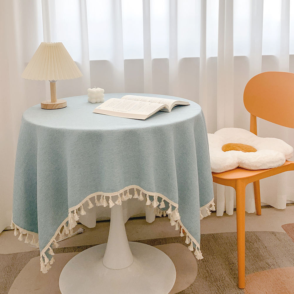 日式流苏棉麻桌布ins风小清新书桌装饰布氛围感圆桌茶几餐桌台布详情17