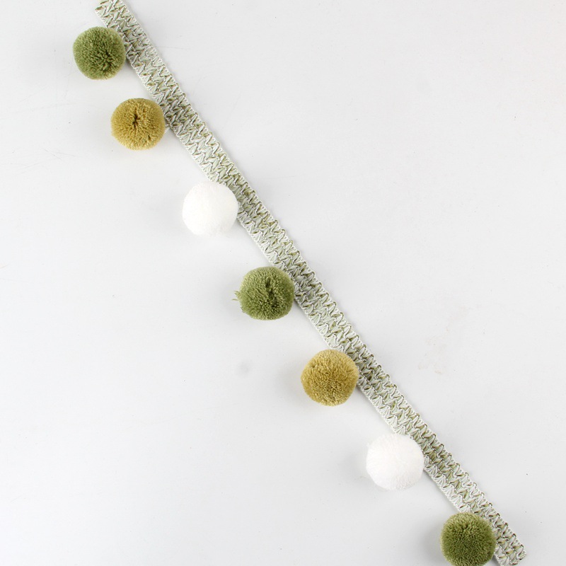 Curtain lace, three-color bayberry balls, side edge, European lace edge, sofa accessories, decorative parts, spliced black pic 20