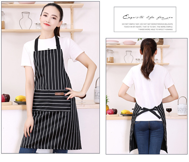 Cotton and linen neck hanging striped export apron, home, restaurant, kitchen, baking waist, Japanese work apron wholesale with printing pic 18