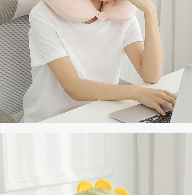New cartoon hooded U-shaped pillow, plush hooded neck pillow, travel portable neck pillow, soft office nap pillow pic 26