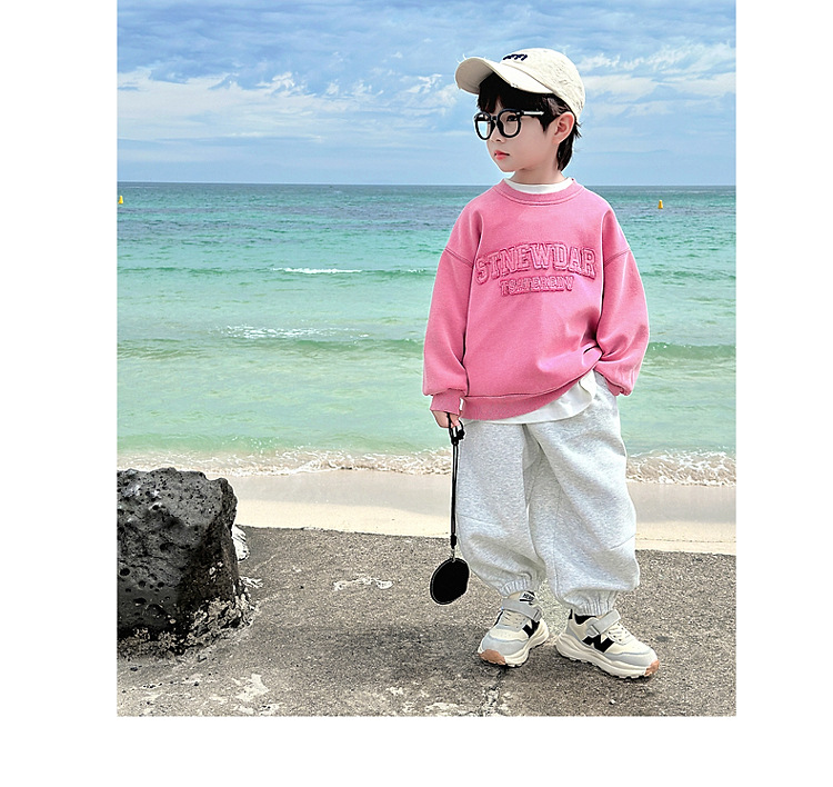 男童卫衣秋装2024新款儿童春秋款粉色长袖上衣男孩秋季宽松帅气潮详情9