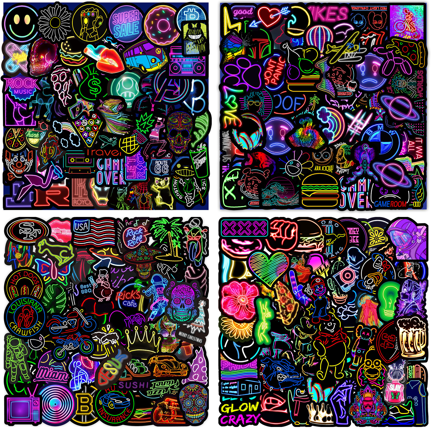 100张不重复骷髅涂鸦贴纸自行车手机机车头盔装饰贴纸批发详情9