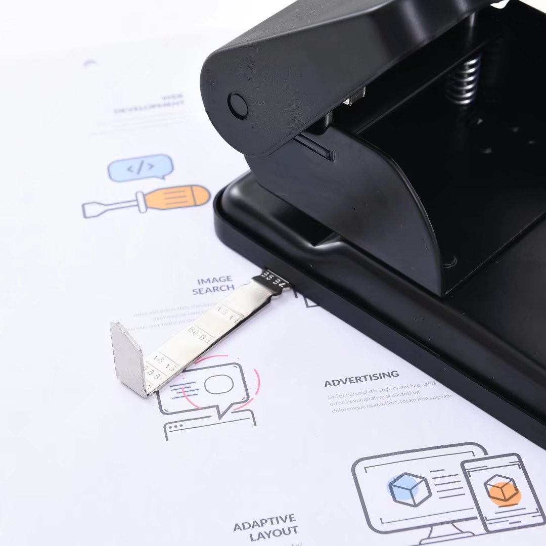 Factory-supplied exclusive double-hole punch, manual binding punch, loose-leaf labor-saving punch with ruler, round hole punch pic 6