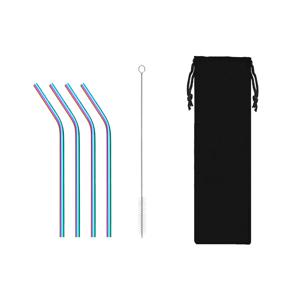 SWENO portable 304 stainless steel straw set for milk tea, coffee and beverages, colorful straw set, can be equipped with a velvet bag, portable, easy to clean, reusable stainless steel straws for outdoor and household use pic 9