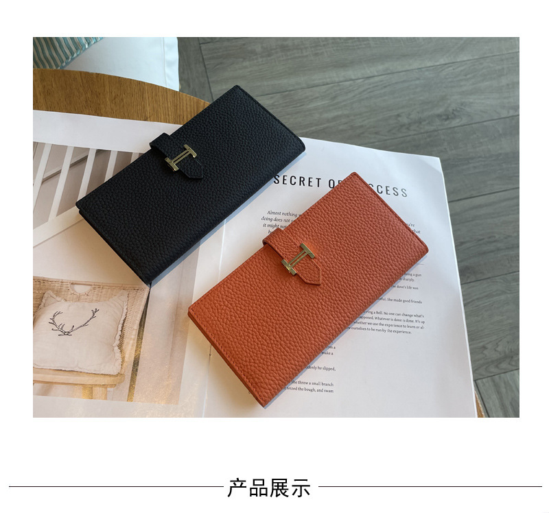 长款真皮女士钱包2024新款纯色大容量多功能折叠高档牛皮手机钱夹详情5