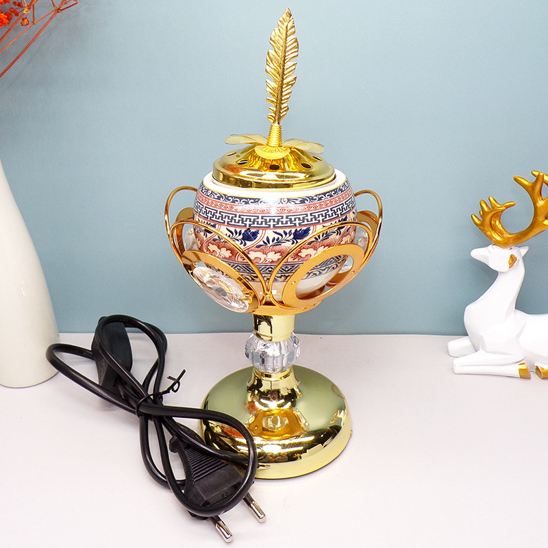 Middle Eastern-style ceramic crystal incense burner, electric heating incense burner, essential household handicrafts and decorative items, incense burner pic 3