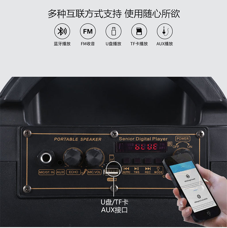 6.5-inch RX-6168 flame lamp home multi-functional Bluetooth speaker, outdoor portable high-volume basket tooth speaker pic 6