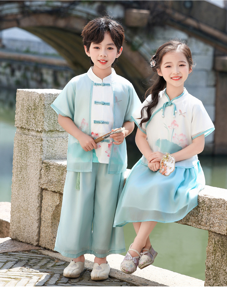 国潮汉服儿童套装春秋男女童唐装裙装公子服宝宝新中式古风演出服详情12