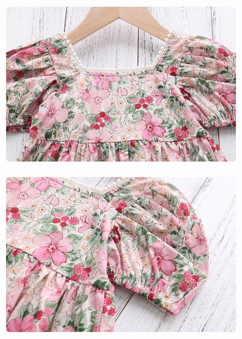 Girls' floral print dress for summer 2022, new style children's stylish princess dress, little children's dress, summer dress for girls pic 6