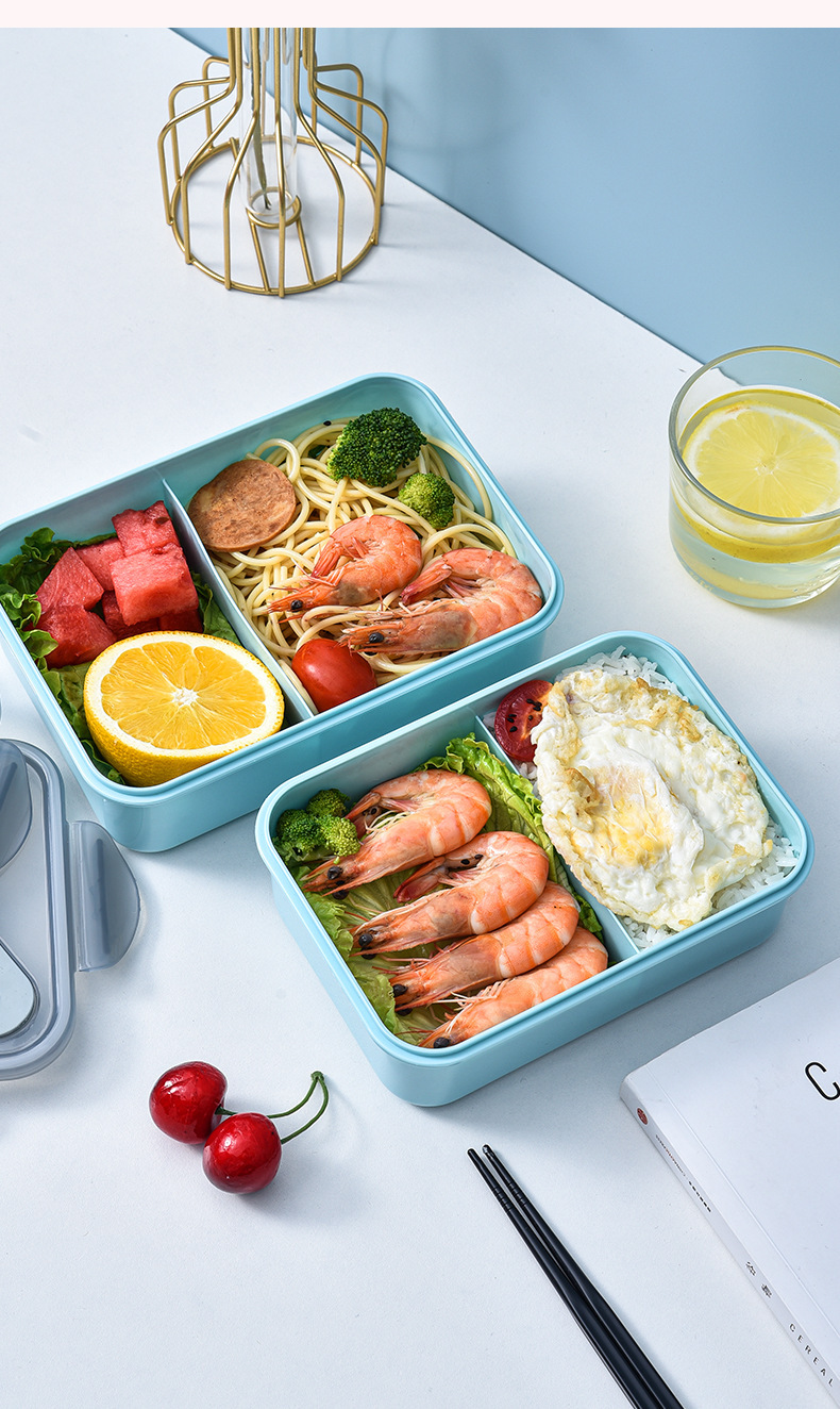 大容量长方形便当盒学生分格午饭盒简约便携保温饭盒可微波炉加热详情11