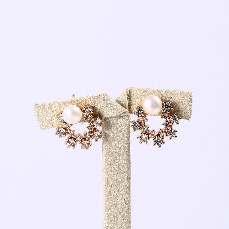 Genuine freshwater pearl earrings, small pearl stud earrings, 14K gold-plated, fashionable S925 silver needle earrings, stud earrings for women pic 12