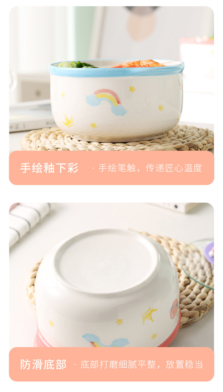 创意独角兽泡面碗可爱卡通泡面杯家用宿舍必备泡面神器套装详情15