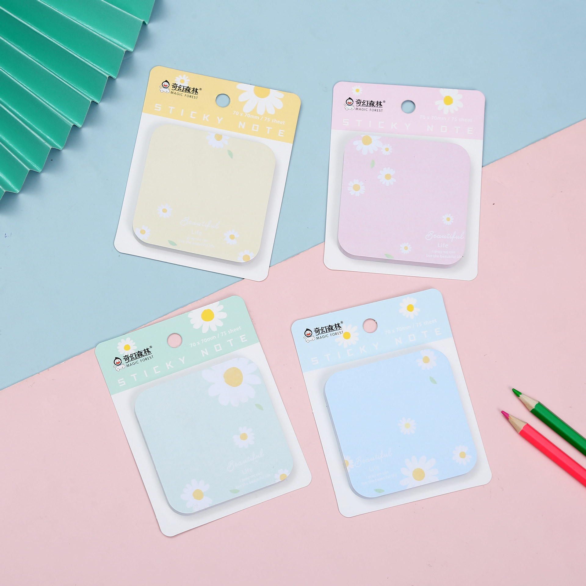 New style sticky note cartoon Korean colorful cute and creative Daisy sticky note sticker, message diary N times post pic 3