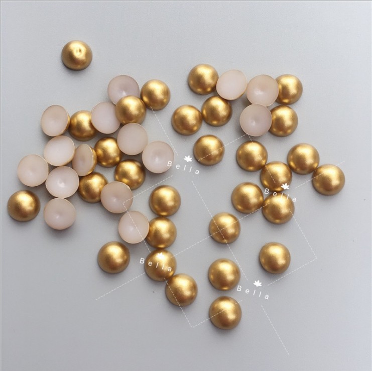 ABS imitation pearl semi-circle, gold and silver diy jewelry accessories, semi-circle resin accessories, semi-circle flat-bottomed pearls pic 4