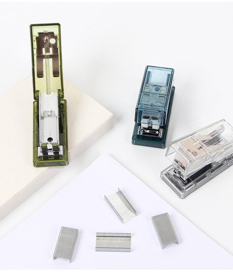 Creative mini transparent stapler, small portable student stapler, wholesale office supplies, stationery set pic 15
