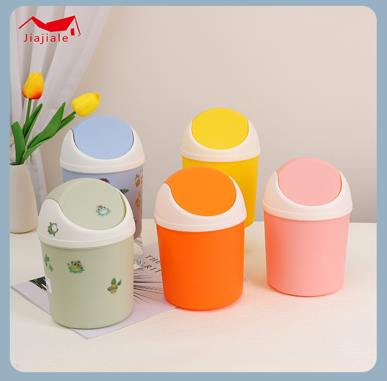桌面垃圾桶小巧可爱迷你创意卡通多功能笔筒家用塑料送DIY贴纸详情11