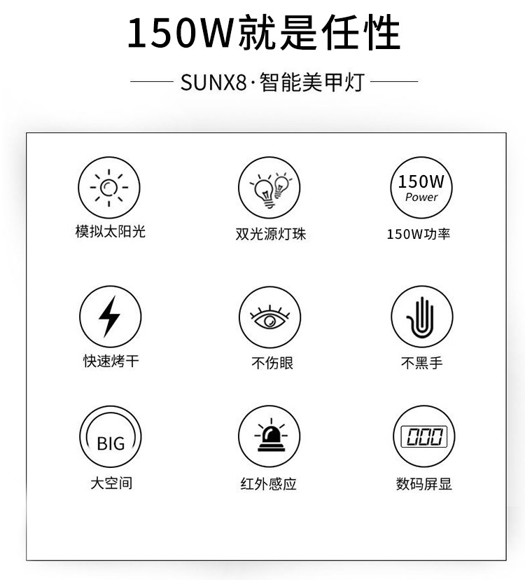 Cross-border factory direct sales 150W dual-source UV nail lamp, LED phototherapy machine, quick-drying hand phototherapy machine shanilak pic 4