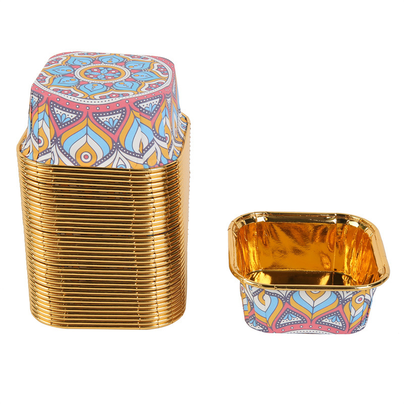 中东款蛋糕纸杯波西米亚风蛋糕纸单面金正方形蛋糕杯详情11