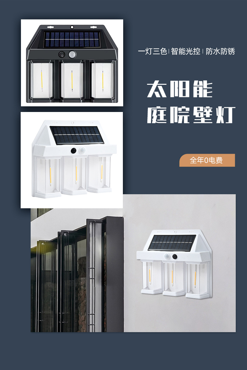 New outdoor solar wall lamps, outdoor waterproof tungsten filament lamps, sensor garden lamps, garden villa night lights for illumination pic 3