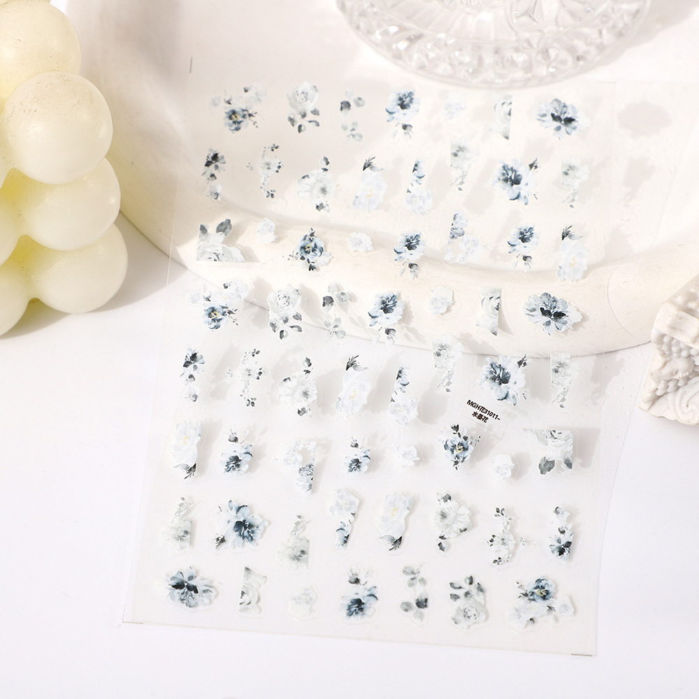 Japanese-style watercolor ink-wash landscape rose decorative small pattern accessories for nail art pic 2