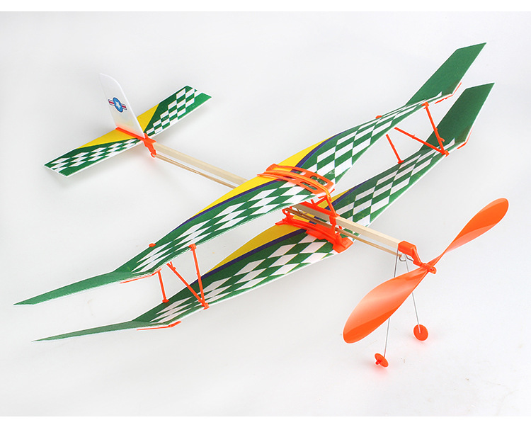 Wholesale of model aircraft assembly rubber band aircraft model toys, Tianchi rubber band power biplane science popularization model pic 15
