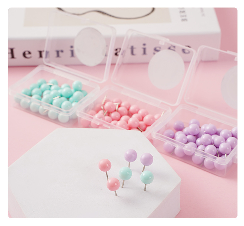 Wholesale macaron-colored box paperclip long tail clip set, cute bear ticket clips, thumbtacks, pins, binding stationery pic 6