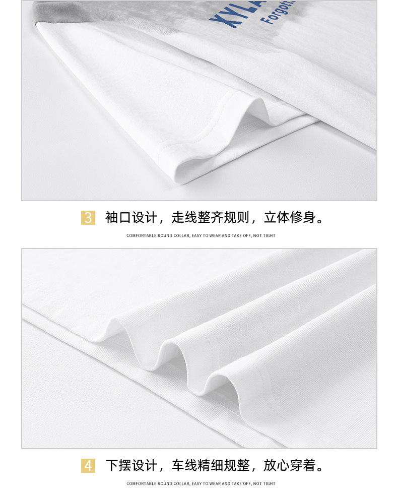 In 2023, men's summer fashion T-shirts, comfortable sweatshirts, student tops, Korean short-sleeved shirts, versatile and simple for men pic 35