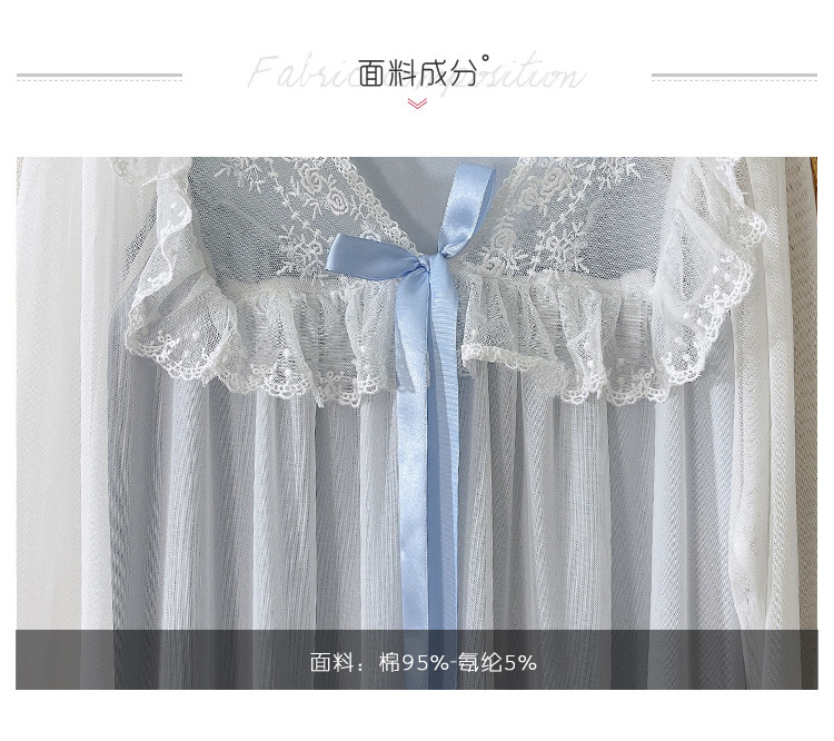 人气公主风睡裙女长袖网纱性感连衣裙长袖宫廷休闲纯棉睡衣睡裙秋详情3