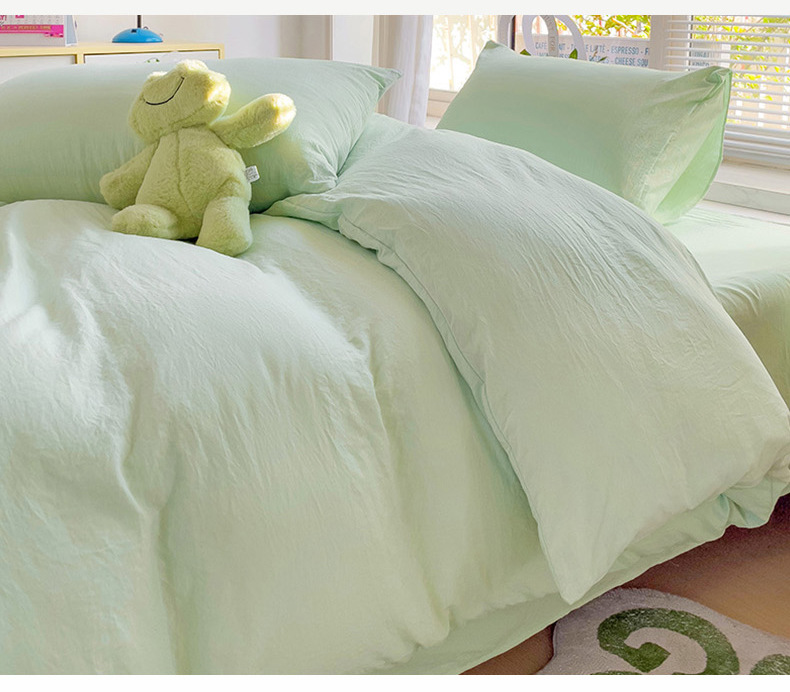 ins风A类超柔水洗棉纯色混搭四件套磨毛简约宿舍奶油系列三件套详情5