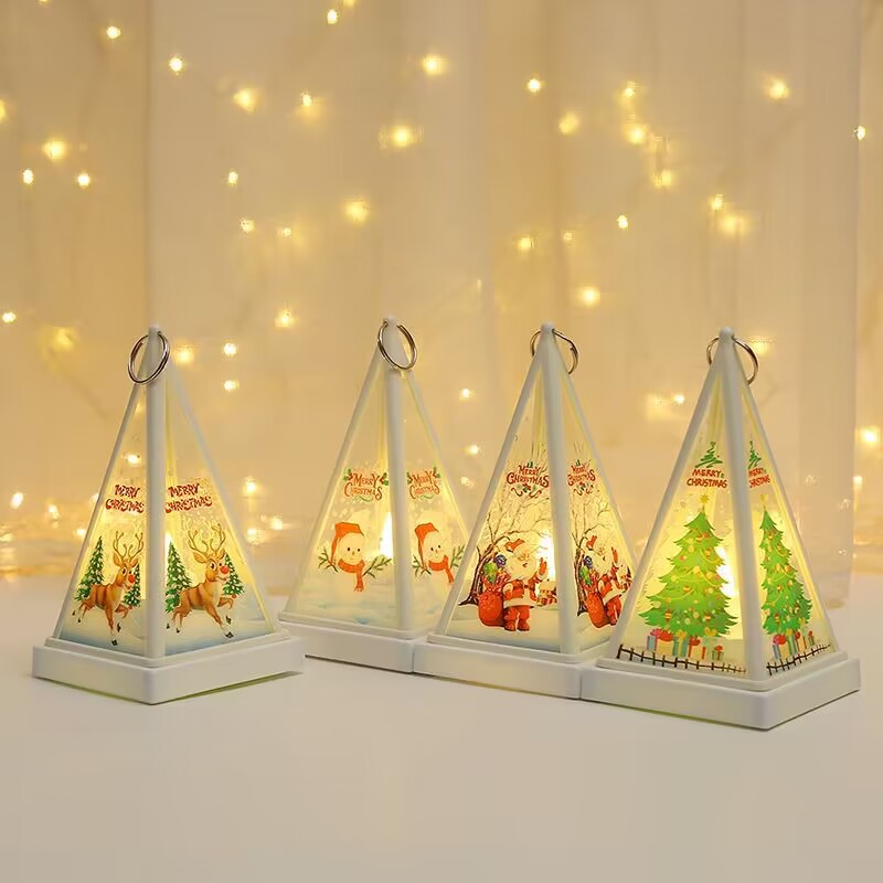 New Christmas decorations: Hand-held triangular wind lamps, night lights, pendants, LED electronic candles, candlestick lights pic 10
