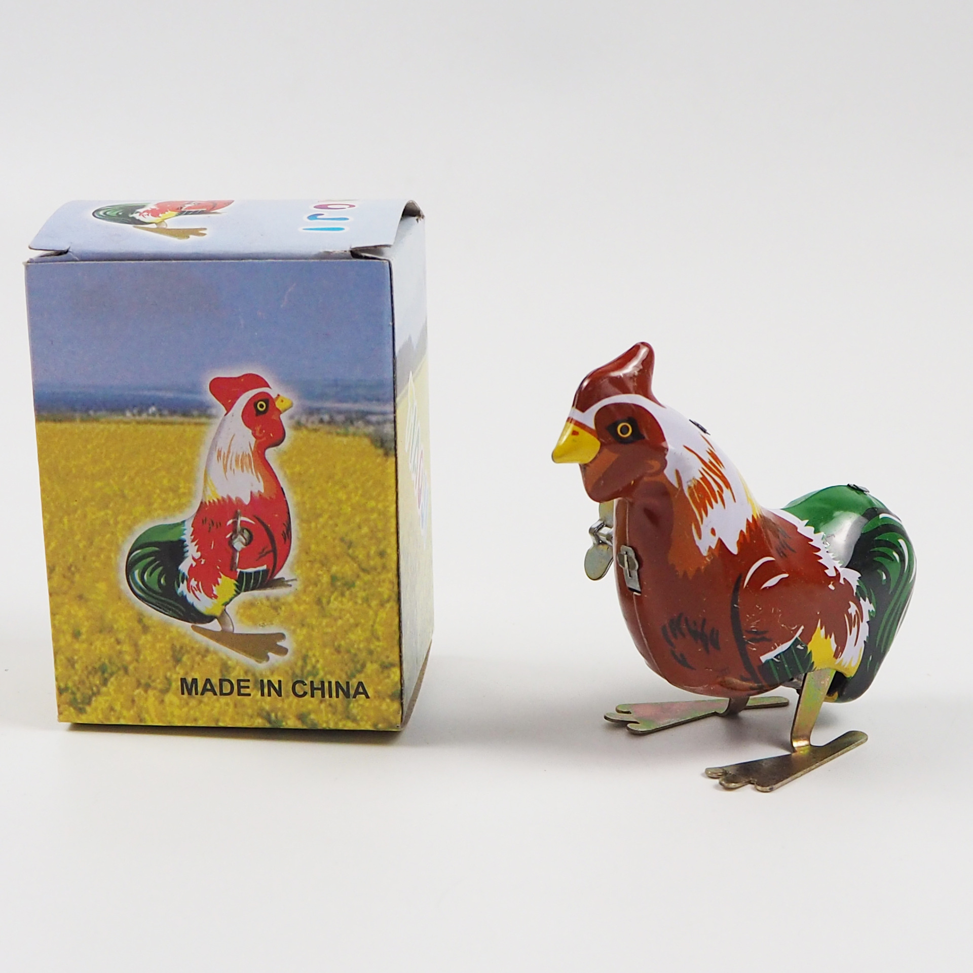 Nostalgic and retro pure handcrafted tin strip Rooster, Jumping Rooster, 80s generation tin toy collection, Douyin same style pic 1