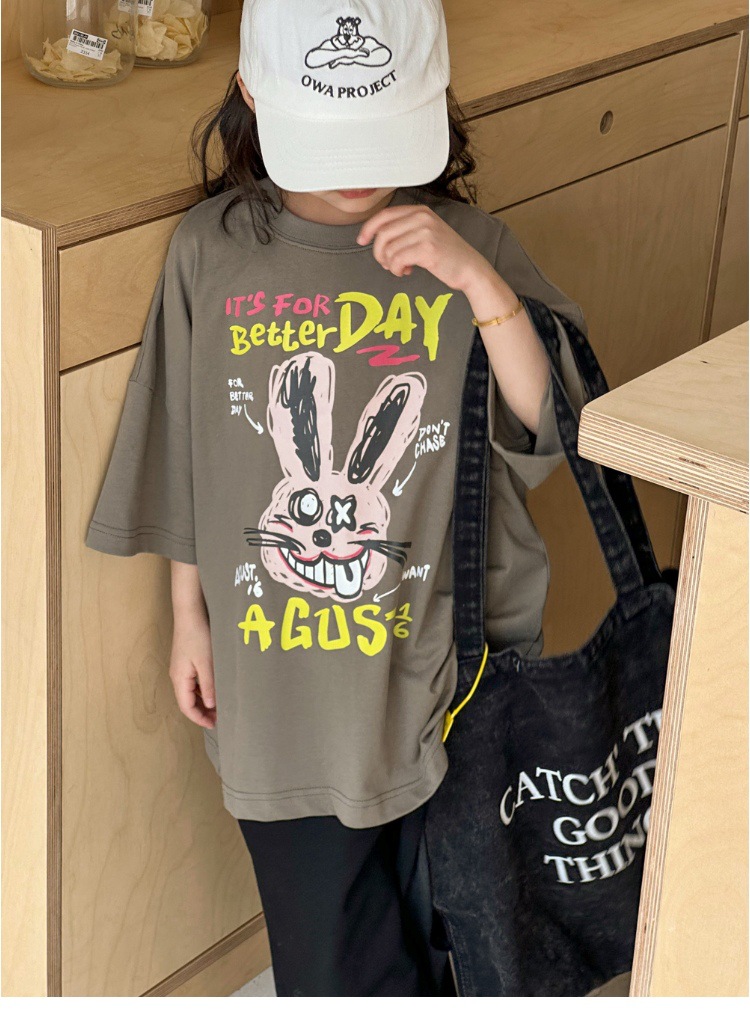 儿童短袖t恤女童夏装2025新款男童半袖体恤宽松休闲卡通洋气上衣详情41