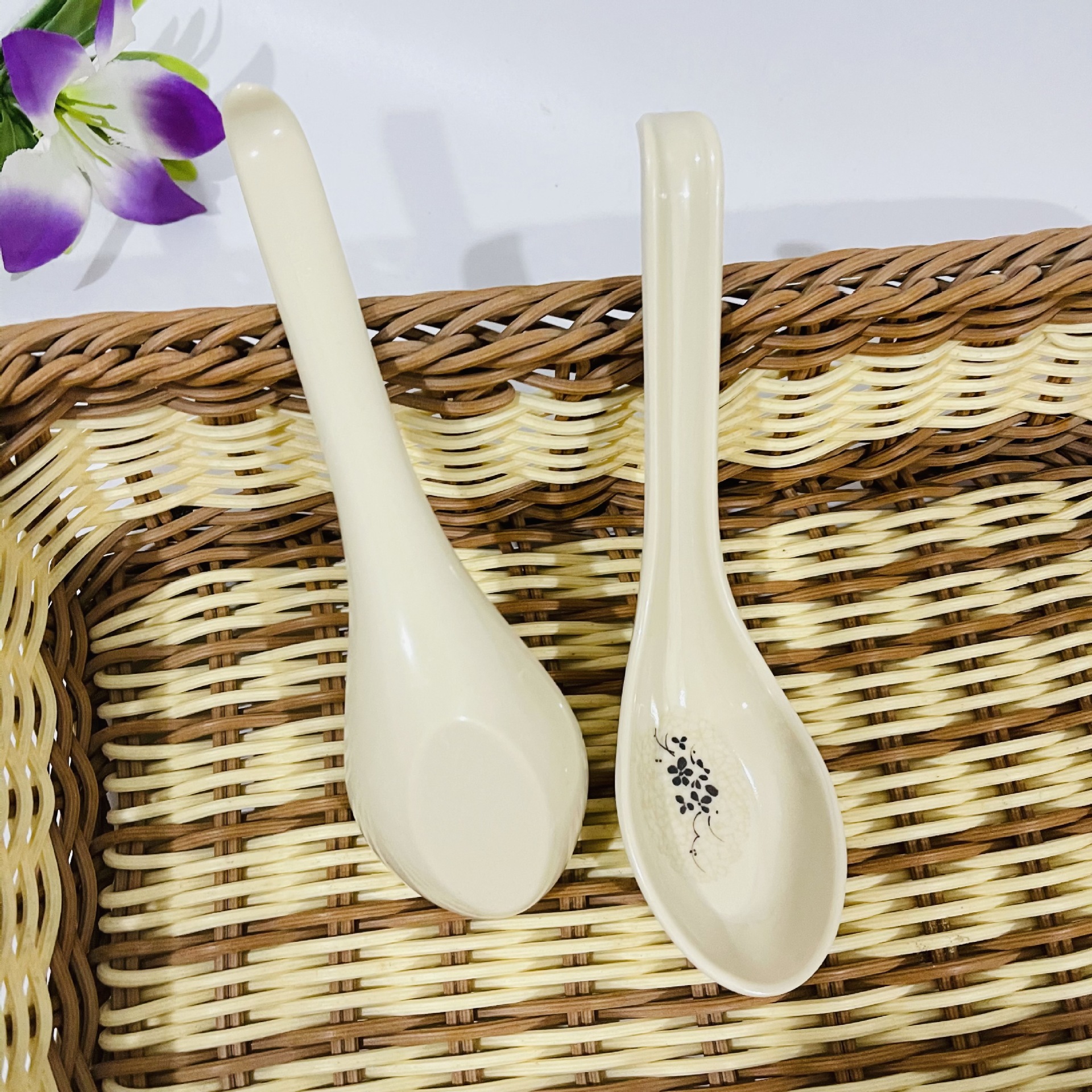 125 lotus flower spoon, Melamine spoon, long-handled spoon with hook, flat-bottomed spoon, spicy hot pot spoon, soup spoon, spoon, one yuan supply pic 5