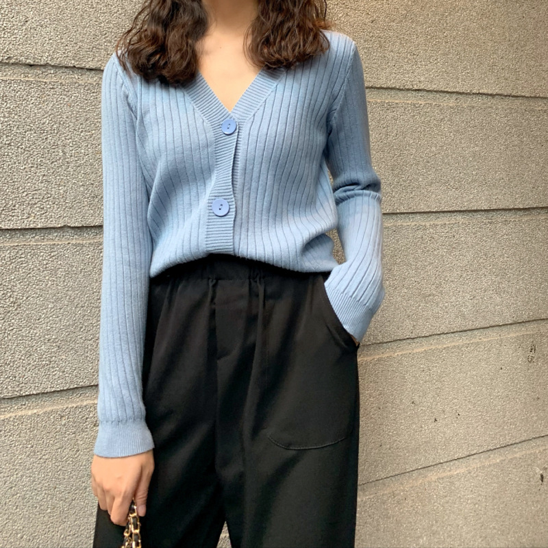 秋冬新款外穿内搭温柔风短款宽松V领毛衣外套针织衫开衫女装上衣详情15