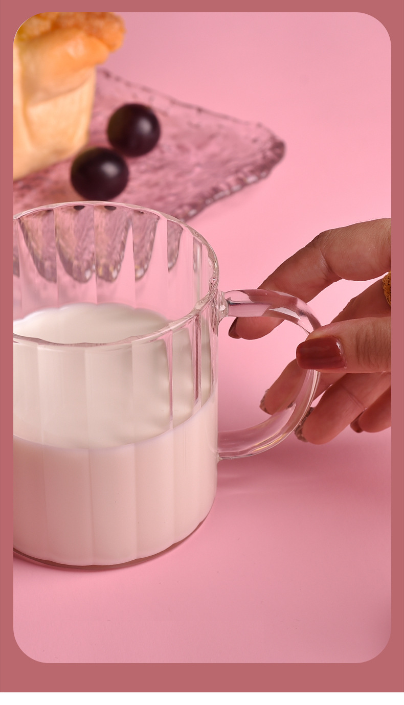New striped glass water cup, large-mouthed milk cup, colorful glass cup, ins high appearance level souvenir cup pic 10