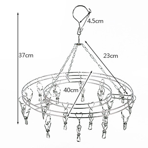 22-clip multi-functional stainless steel disc clothes drying rack, multi-clip sock drying rack, windproof underwear and baby clothes hanging wholesale pic 2