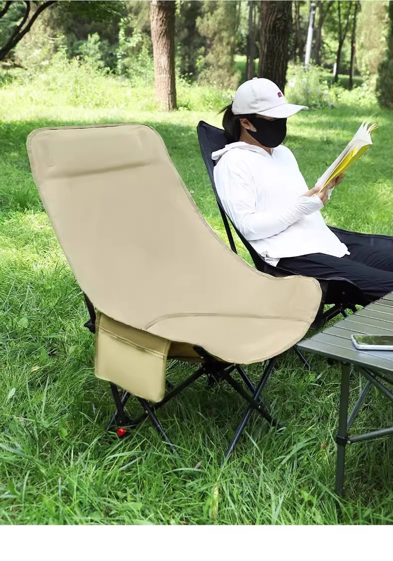 Outdoor folding chairs, moon chairs with high backrests, foldable and portable for midday rest, office camping and other sofa lazy chairs pic 12