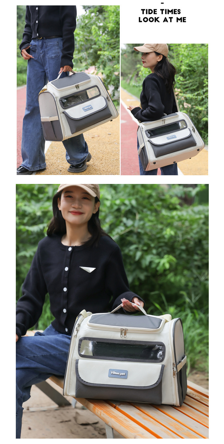 Pet bag for going out, portable single-shoulder cat travel bag, fashionable and simple, foldable, lightweight pet backpack and handbag pic 17