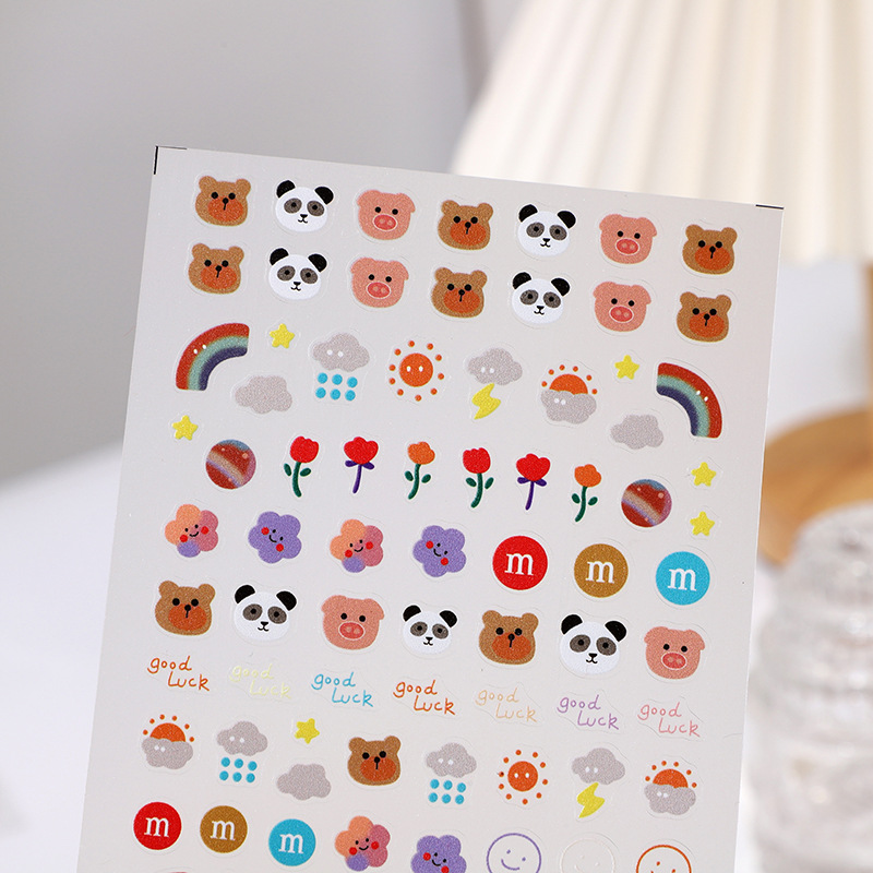 玫瑰美甲日系带胶贴花美甲款热卖可爱多芭胺卡通百搭背胶指甲贴纸详情11