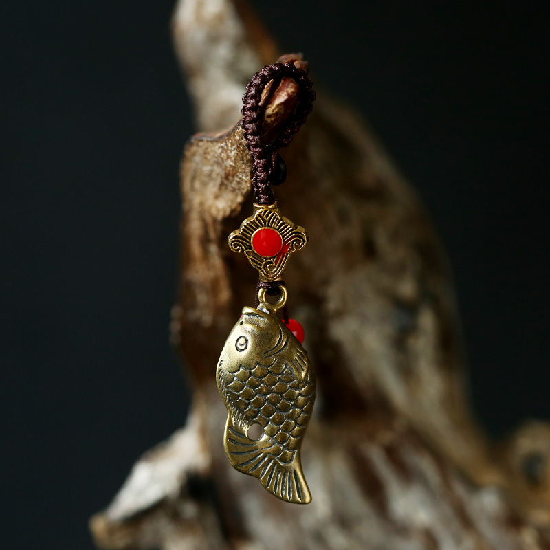 Pure copper has fish every year. Brass key chains, metal pendants, car accessories, male and female carp, car key pendants pic 7