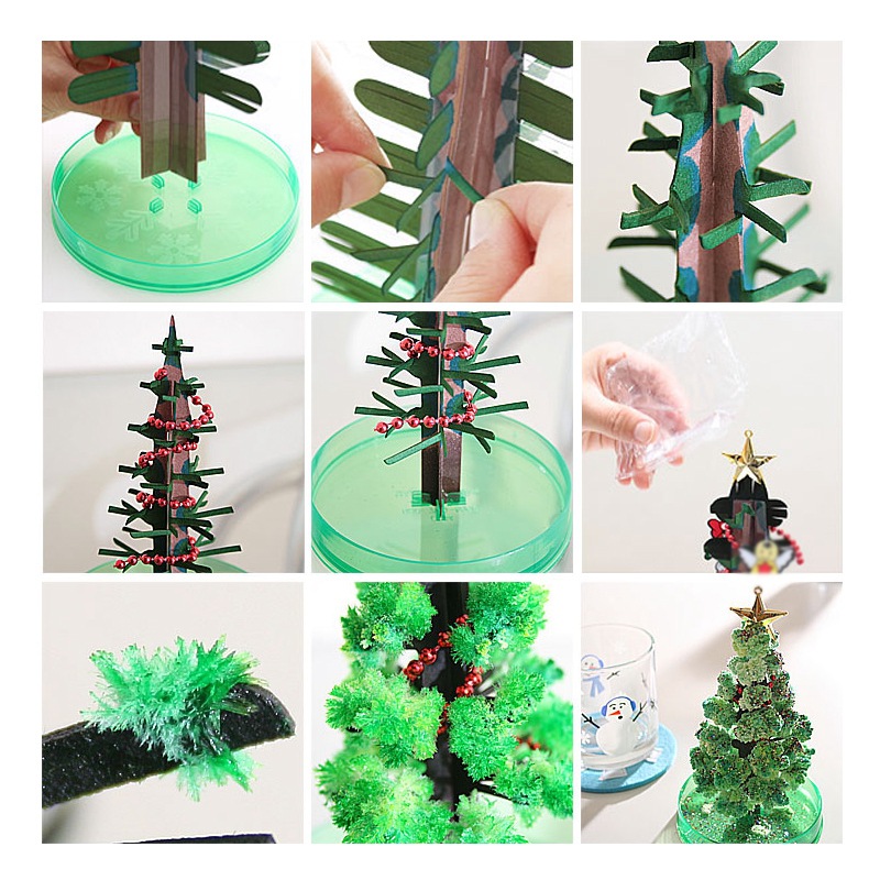 Magical Christmas tree, paper tree in bloom, creative desktop, stress-relieving gift, toy, laboratory handmade pic 5
