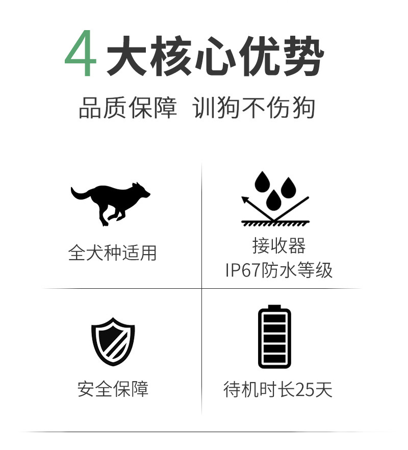 智能训狗器跨境爆品遥控电击触屏数字显示充电防水宠物犬训练项圈详情2